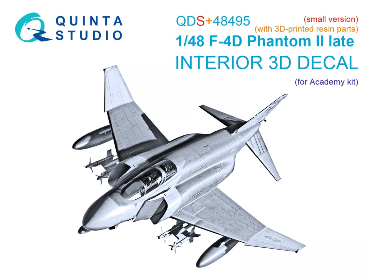 Quinta Studio QDS+48495 F-4D late Phantom II 3D-Printed &amp;amp; colored Interior on decal paper (Academy) (Small version) (with 3D-printed resin parts) 1/48