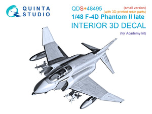 Quinta Studio QDS+48495 F-4D late Phantom II 3D-Printed &amp;amp; colored Interior on decal paper (Academy) (Small version) (with 3D-printed resin parts) 1/48
