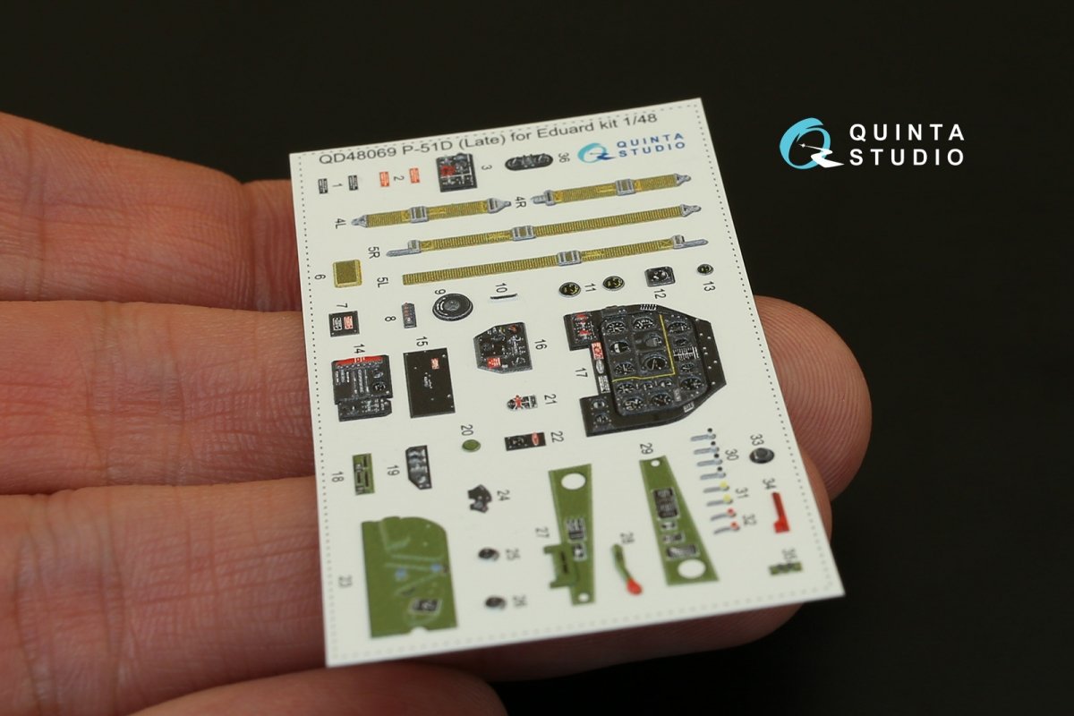 Quinta Studio QD48069 P-51D (Late) 3D-Printed &amp;amp; colored Interior on decal paper (for Eduard kit) 1/48 – obrázek 4