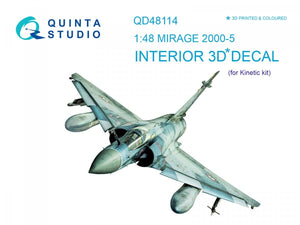 Quinta Studio QD48114 Mirage 2000-5 3D-Printed &amp;amp; colored Interior on decal paper (for Kinetic kit) 1/48