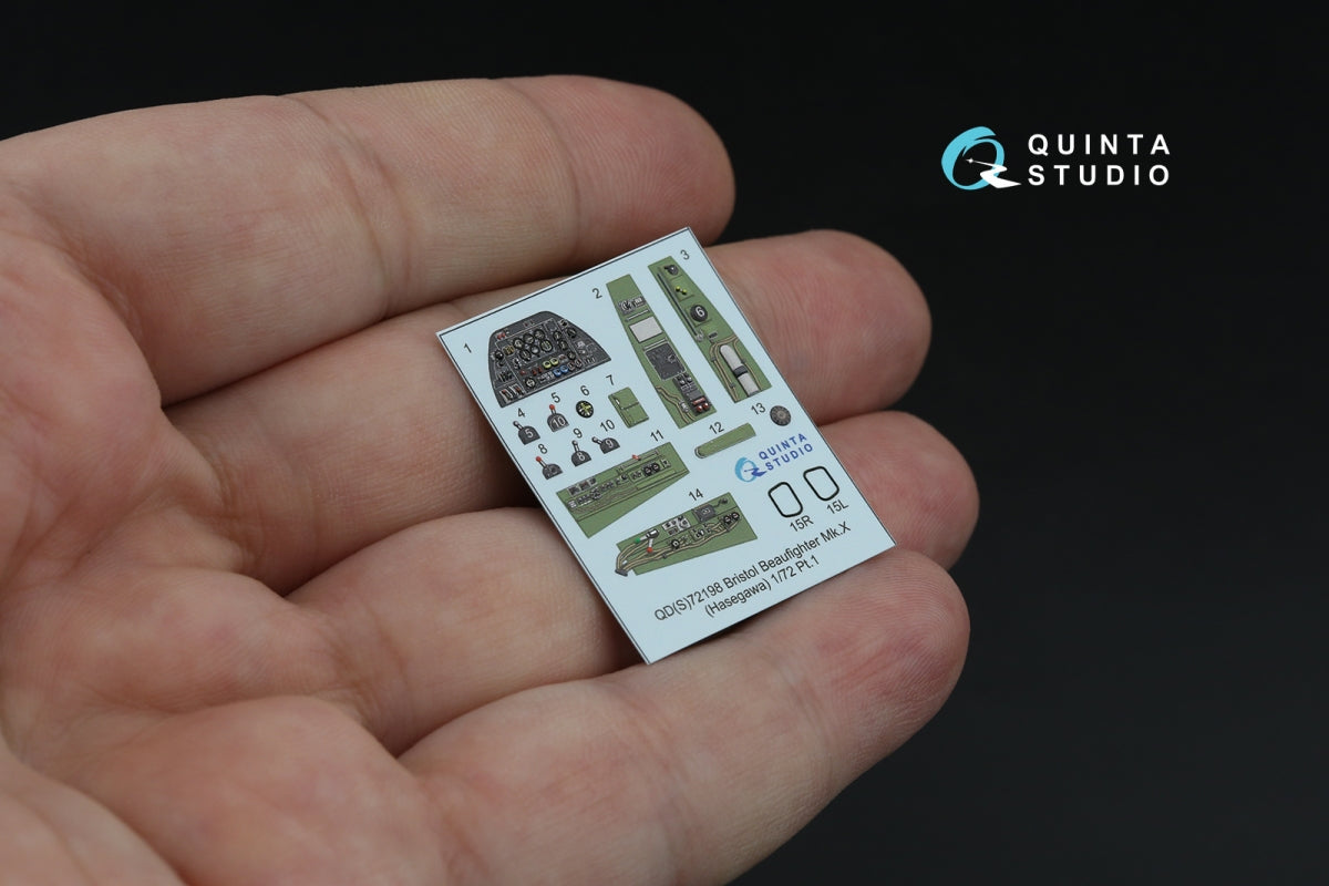 Quinta Studio QDS-72198 Bristol Beaufighter Mk.X 3D-Printed &amp;amp; colored Interior on decal paper (Hasegawa) (small version) 1/72 – image 3