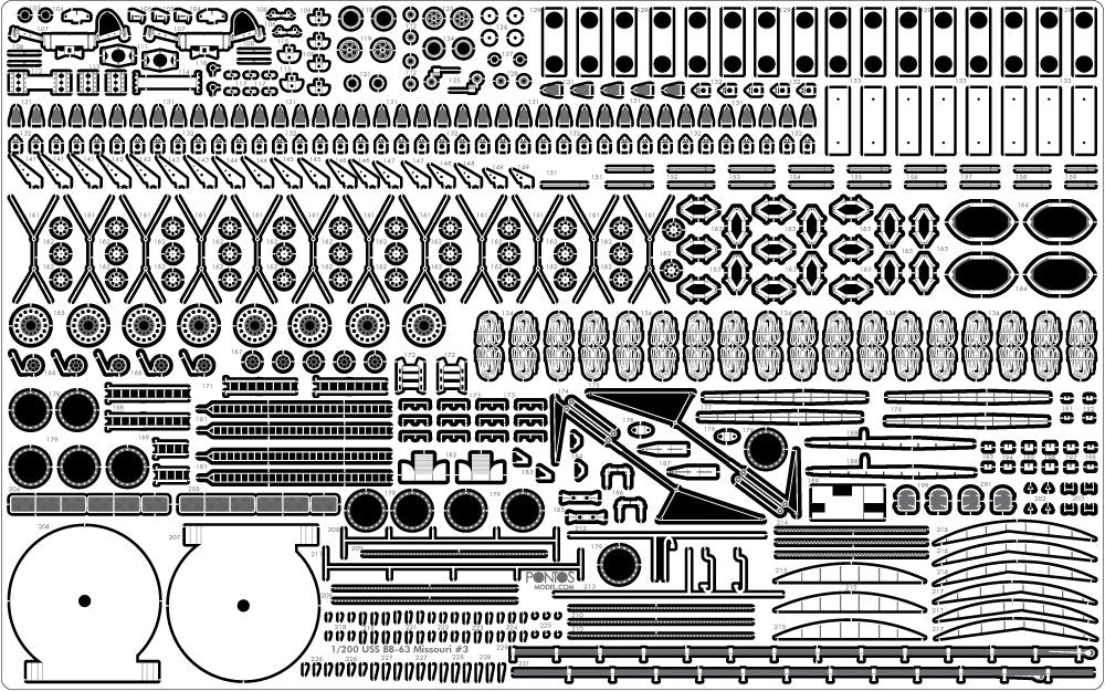 Pontos 22002F1 USS BB-63 Missouri 1945 Detail Up Set (Without wooden deck) 1/200 – imagen 7