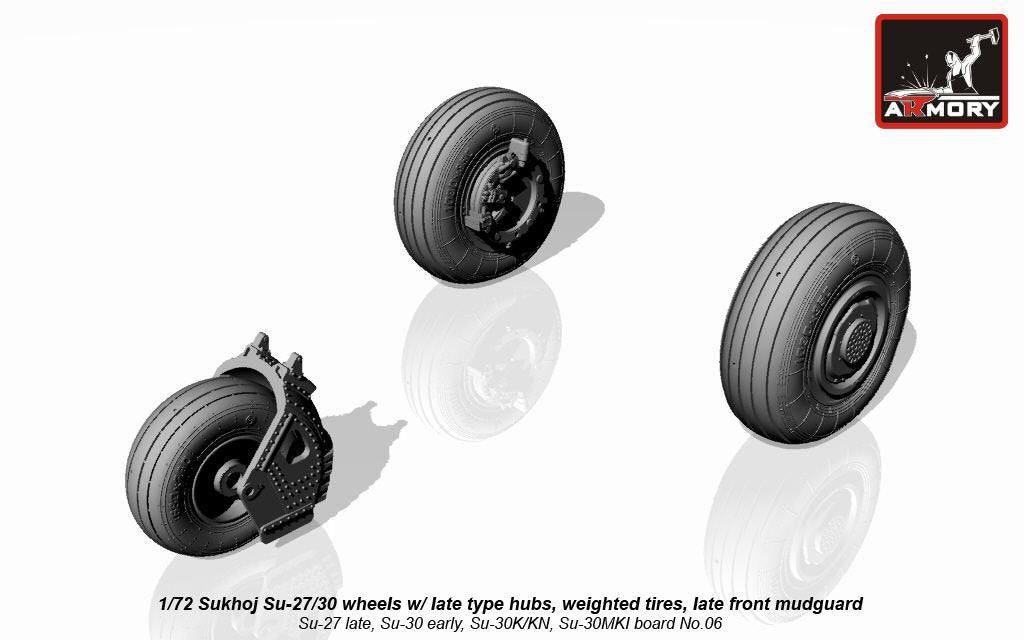 Armory Models AW72033 Sukhoj Su-27/30 Flanker wheels w/ late type hubs, weighted tires, late front mudguard 1/72 – image 4