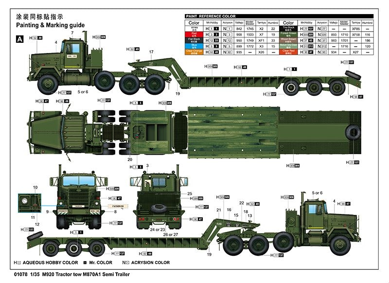Trumpeter 01078 M920 Tractor tow with M870A1 semitrailer 1/35 – obrázek 4
