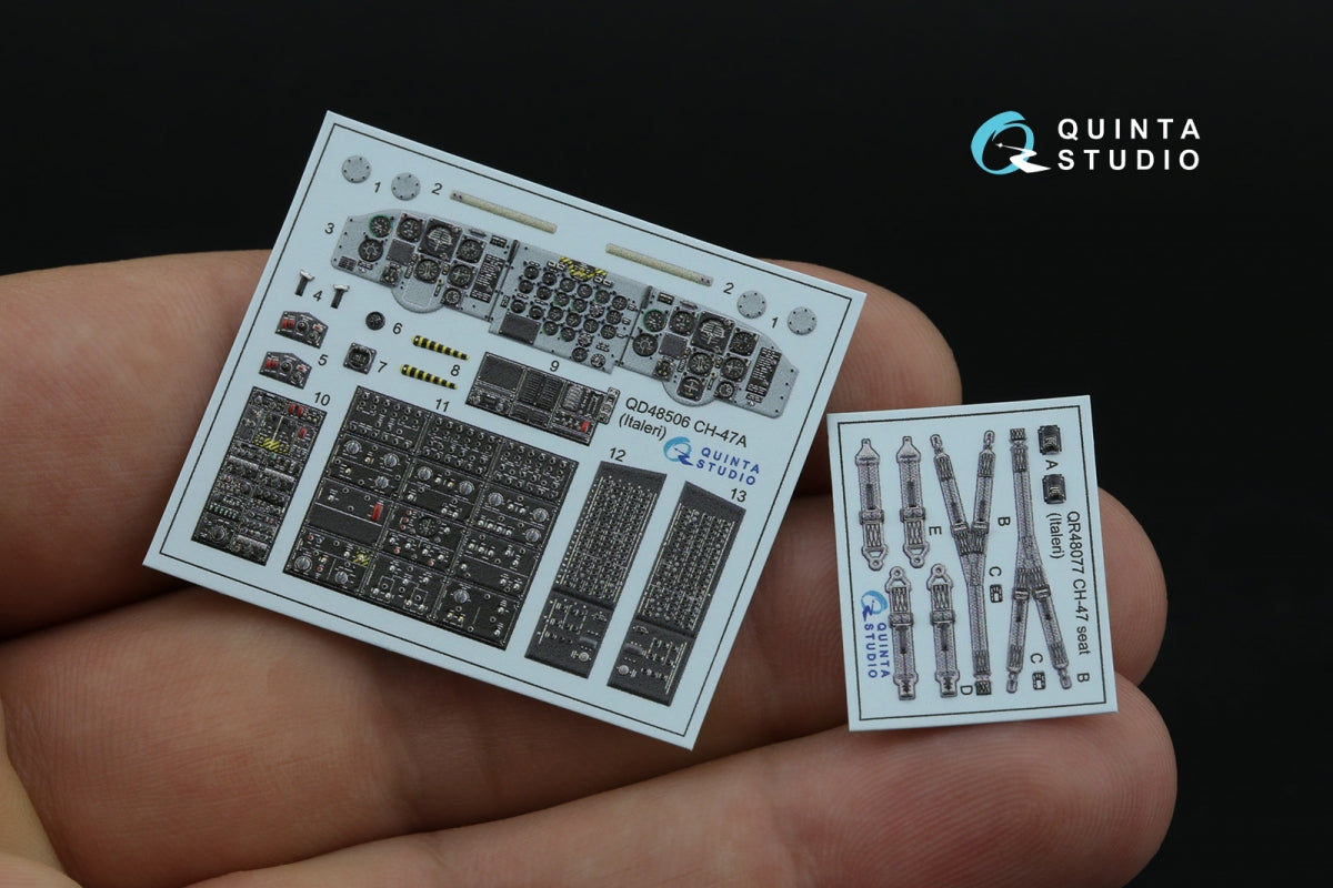Quinta Studio QD48506 CH-47A 3D-Printed colored Interior on decal paper (Italeri) 1/48 – Bild 3