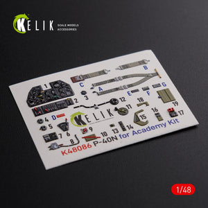 Décalcomanies 3D intérieures KELIK K48086 P-40N pour maquette Academy au 1/48