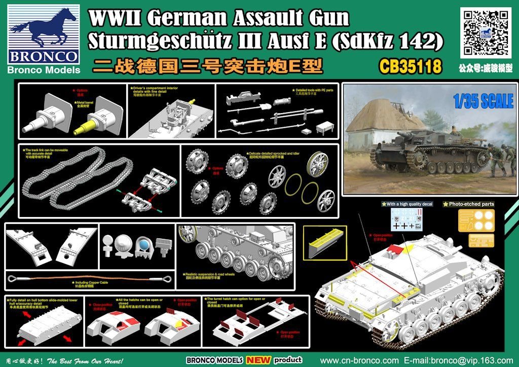 Bronco CB35118 WWII German Assault Gun Sturmgeschutz III Ausf E (SdKfz 142) 1/35 – obrázek 2