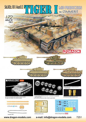 Dragon 7251 Tiger-I Mid w/Zimmerit 1/72 – Bild 2