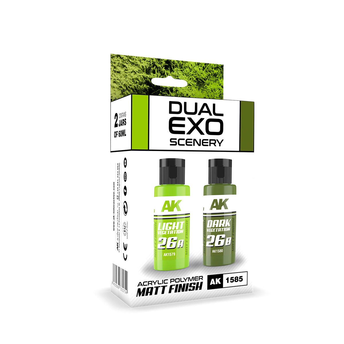 AK Interactive AK1585 DUAL EXO SCENERY SET 26 – 26A VÉGÉTATION CLAIRE &amp; 26B VÉGÉTATION FONCÉE
