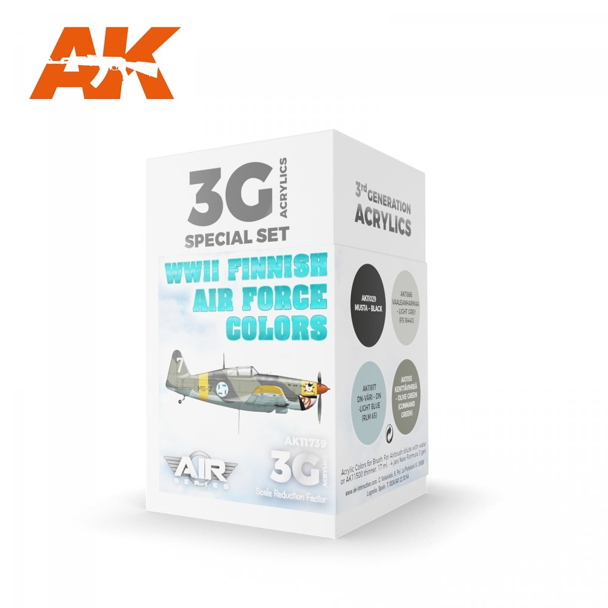 AK Interactive AK11739 Couleurs de l'armée de l'air finlandaise de la Seconde Guerre mondiale 4x17 ml