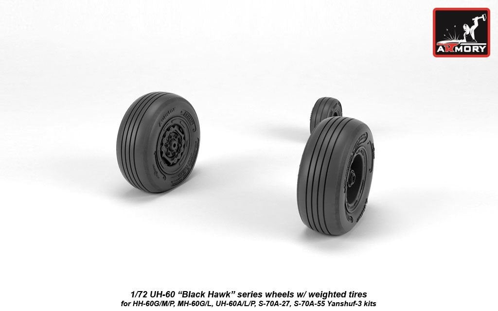 Armory Models AW72334 UH-60 Black Hawk wheels w/ weighted tires 1/72 – Bild 4