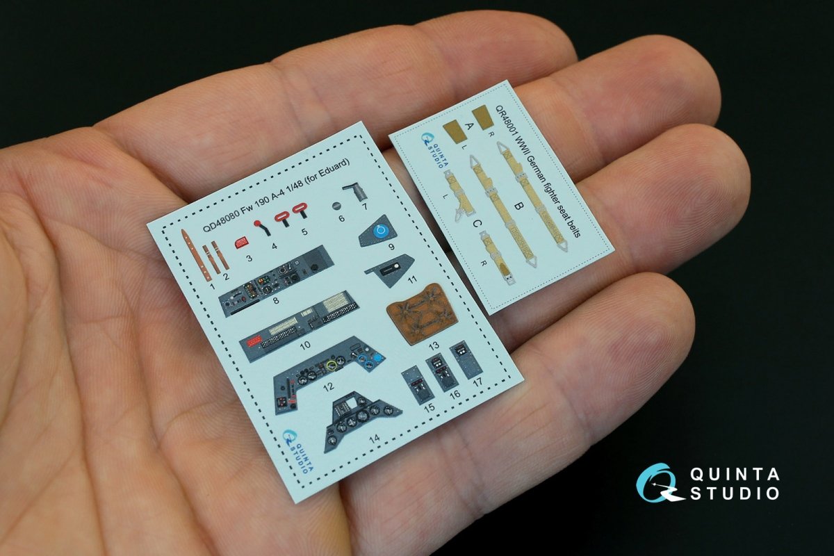 Quinta Studio QD48080 FW 190A-4 3D-Printed &amp;amp; colored Interior on decal paper (for Eduard kit) 1/48 – obrázek 11