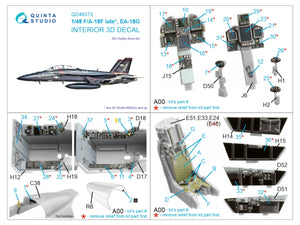 Quinta Studio QD48373 F/A-18F late / EA-18G 3D-Printed &amp;amp; colored Interior on decal paper (Hobby Boss) 1/48 – obrázek 2