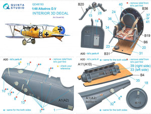 Quinta Studio QD48193 Albatros DV 3D-Printed &amp;amp; colored Interior on decal paper (Eduard) 1/48 – Bild 11