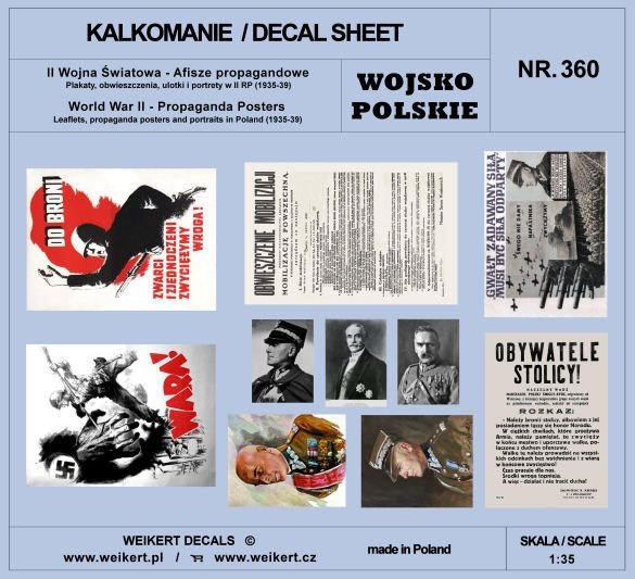Weikert Decals DEC360 Propaganda Posters - Posters, Announcements, Leaflets and Portraits in the Second Polish Republic (1935-39) 1/35