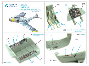 Quinta Studio QD48499 Ta 183 3D-Printed &amp;amp; colored Interior on decal paper (Academy) 1/48 – image 2