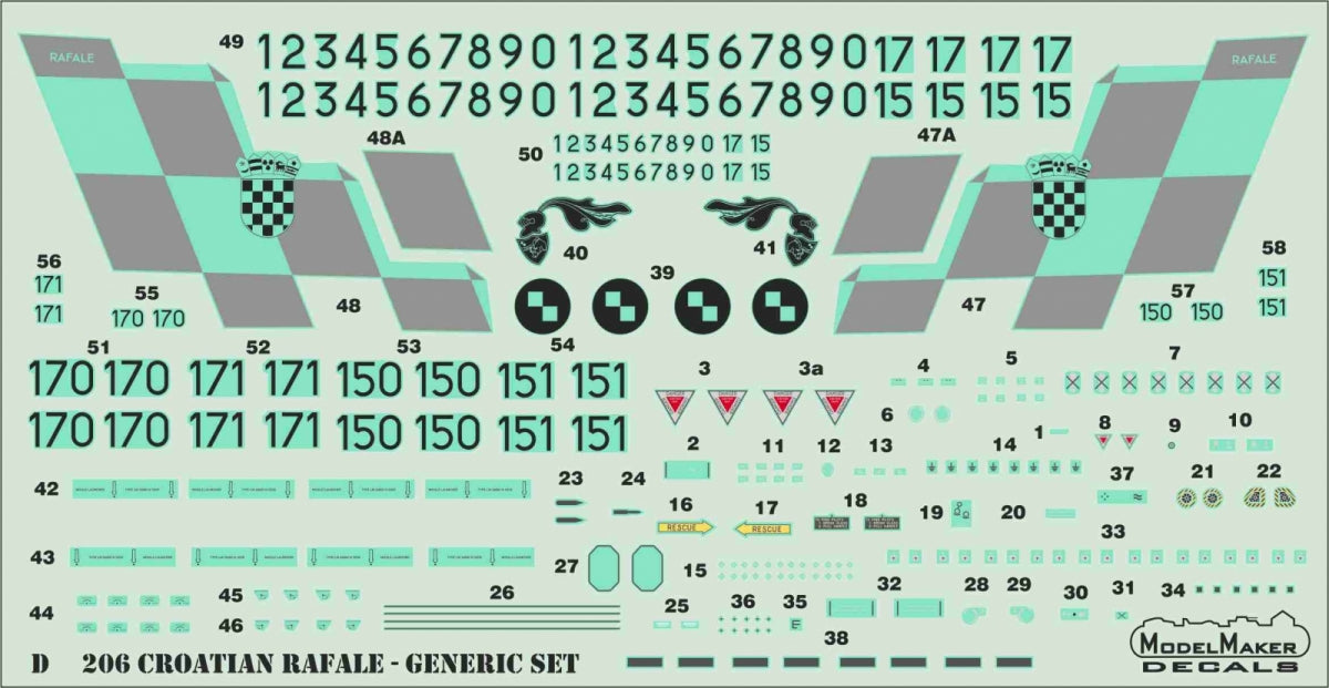 ModelMaker Decals D48206 Croatian Rafale - Generic set 1/48 – Bild 2