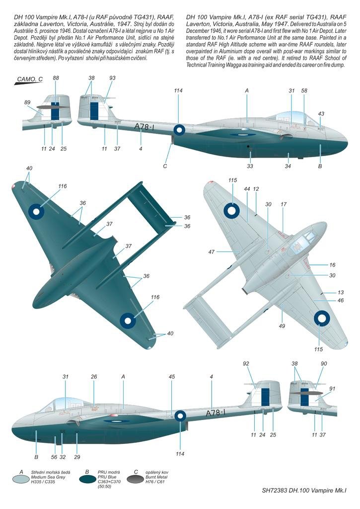 Special Hobby 72383 DH.100 Vampire Mk. I &amp;#39;RAF, RAAF and Armée de l&amp;#39;Air&amp;#39; 1/72 – obrázek 3