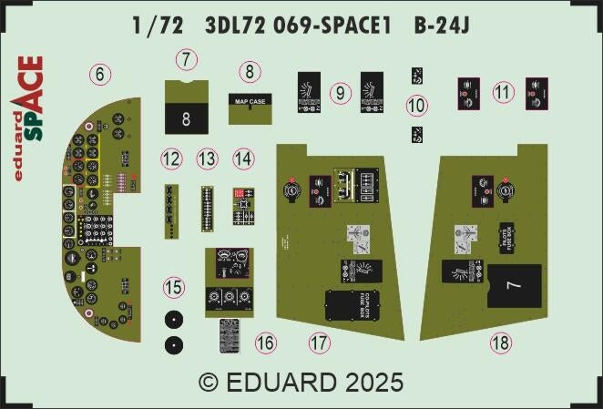 Eduard 3DL72069 B-24J SPACE HASEGAWA 1/72