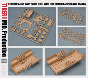 Rye Field Model 5100 TIGER I MID.Production STANDARD/CUT AWAY PARTS 2 IN 1 WITH FULL INTERIOR&amp;amp;WORKABLE TRACKS 1/35 – image 4
