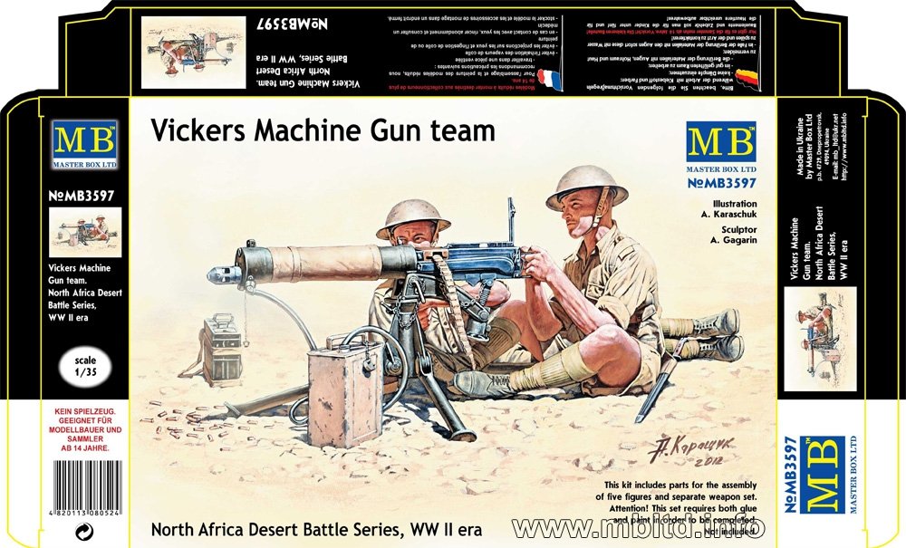 Master box 3597 Vickers Machine Gun Team - Desert Battle Series WW I 1/35