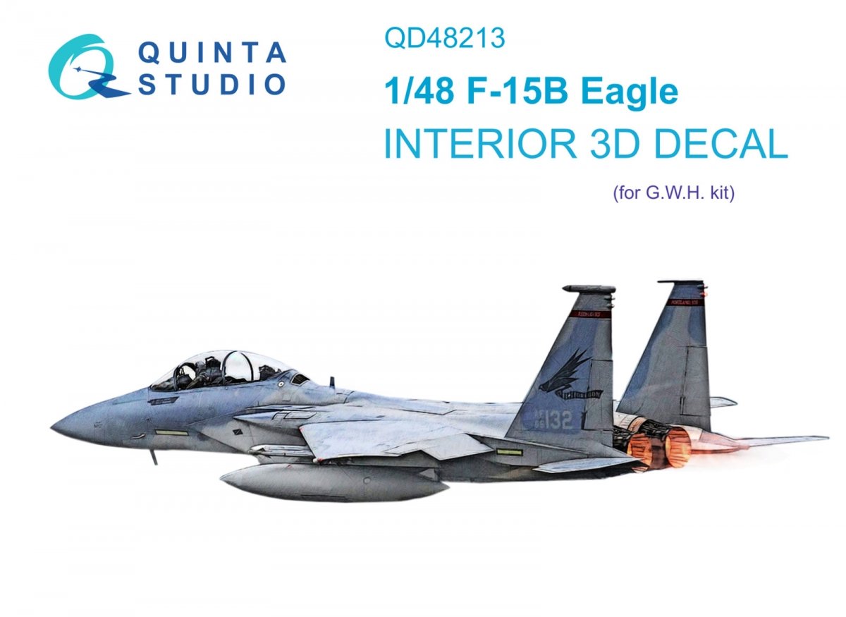 Quinta Studio QD48213 F-15B 3D-Printed &amp; colored Interior on decal paper (GWH) 1/48