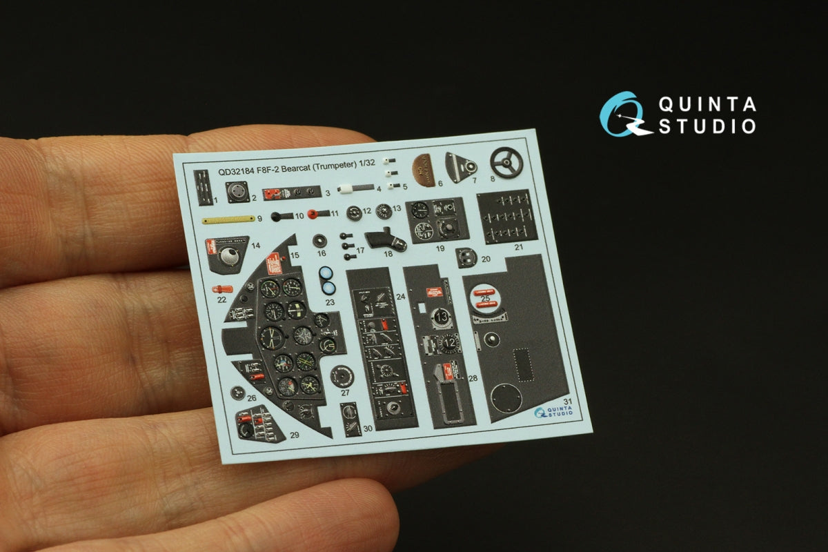 Quinta Studio QD32184 F8F-2 Bearcat 3D-Printed colored Interior on decal paper (Trumpeter) 1/32 – image 4