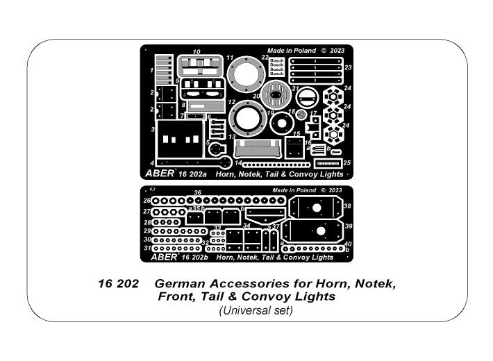 Aber 16202 German Accessories for Horn, Notek, Front, Tail Convoy Lights 1/16 – image 3
