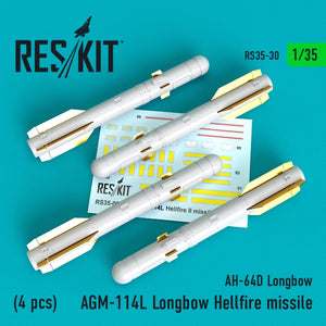 RESKIT RS35-0030 AGM-114L LONGBOW HELLFIRE MISSILES (4PCS) 1/35