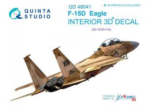 Quinta Studio QD48041 F-15D 3D-Printed &amp;amp; colored Interior on decal paper (for GWH kit) 1/48