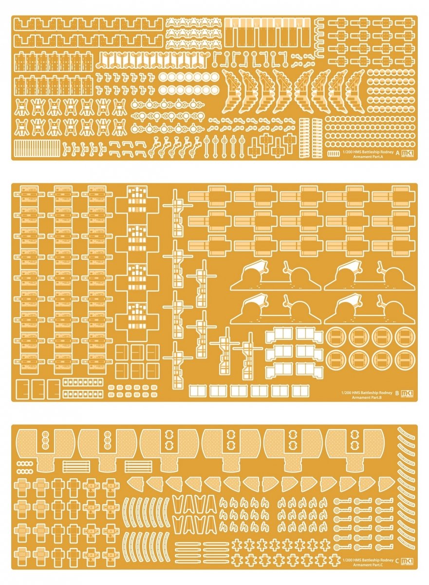 MK1 Design MS-20013 HMS RODNEY ARMAMENT SET 1/200 – obrázek 8