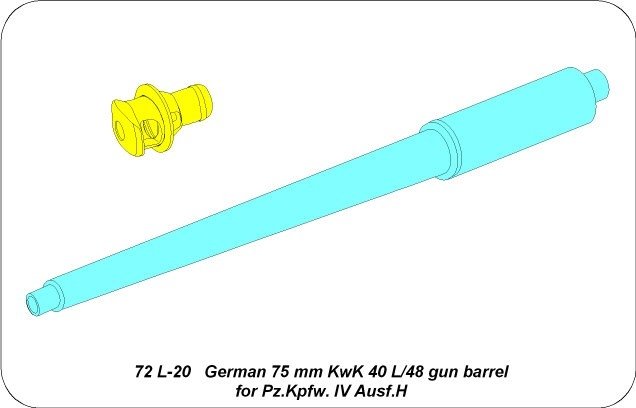 Aber 72L-20 75mm KwK40L/48 gun barrel for Panzer IV Ausf.H / German 75mm KwK 40 L/48 gun barrel for Pz.Kpfw. IV Ausf.H 1/72 – Bild 4
