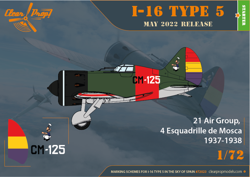 Clear Prop! CP72023 I-16 Type 5 In the sky of Spain STARTER KIT 1/72 – immagine 11