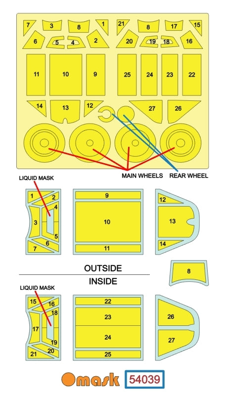 Omask 54039 Bf 109 E-1 / E-3 double-sided mask (for Wingsy Kits) 1/48 – obrázek 2