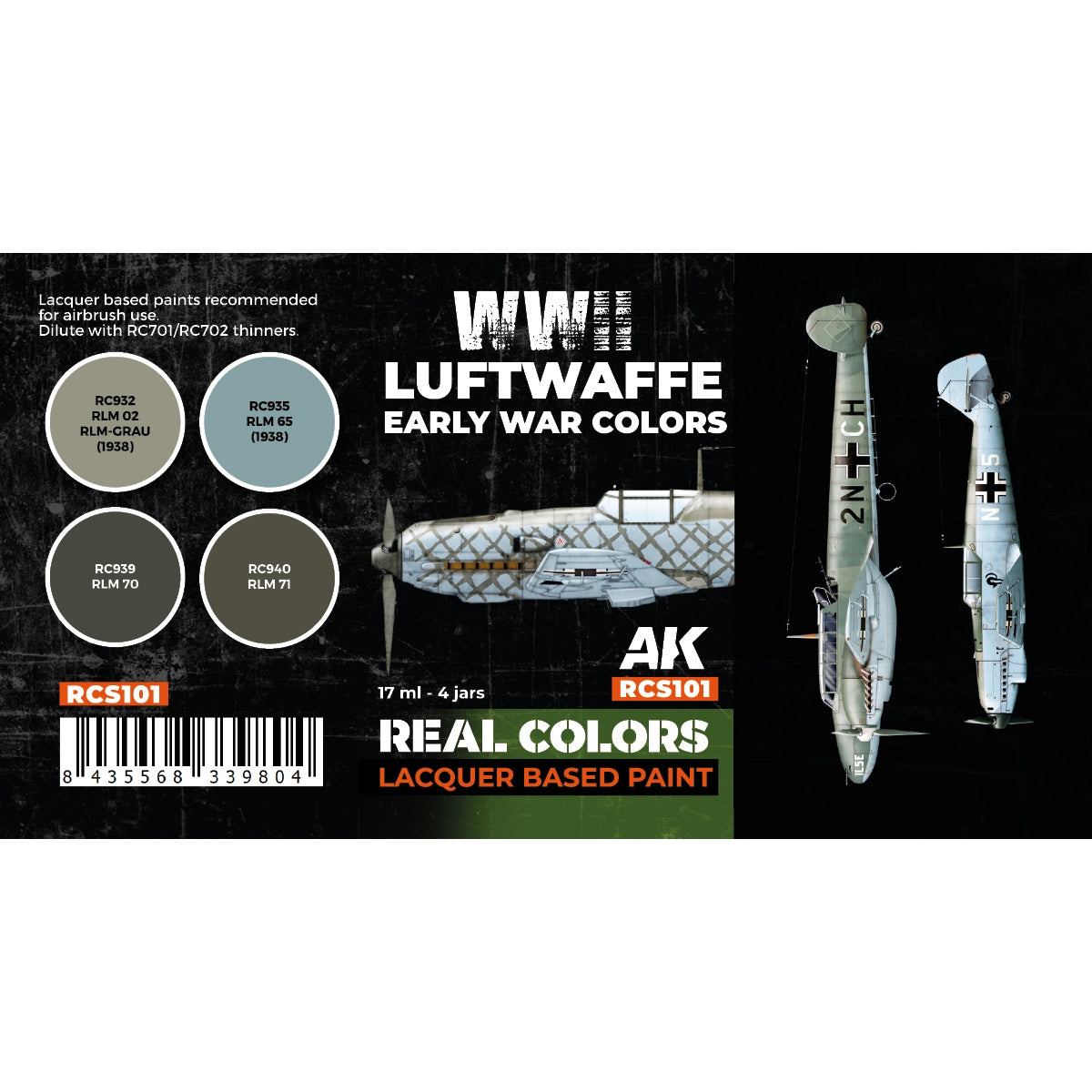 AK Interactive RCS101 WWII Luftwaffe Early War Colors 4x17ml – imagen 2
