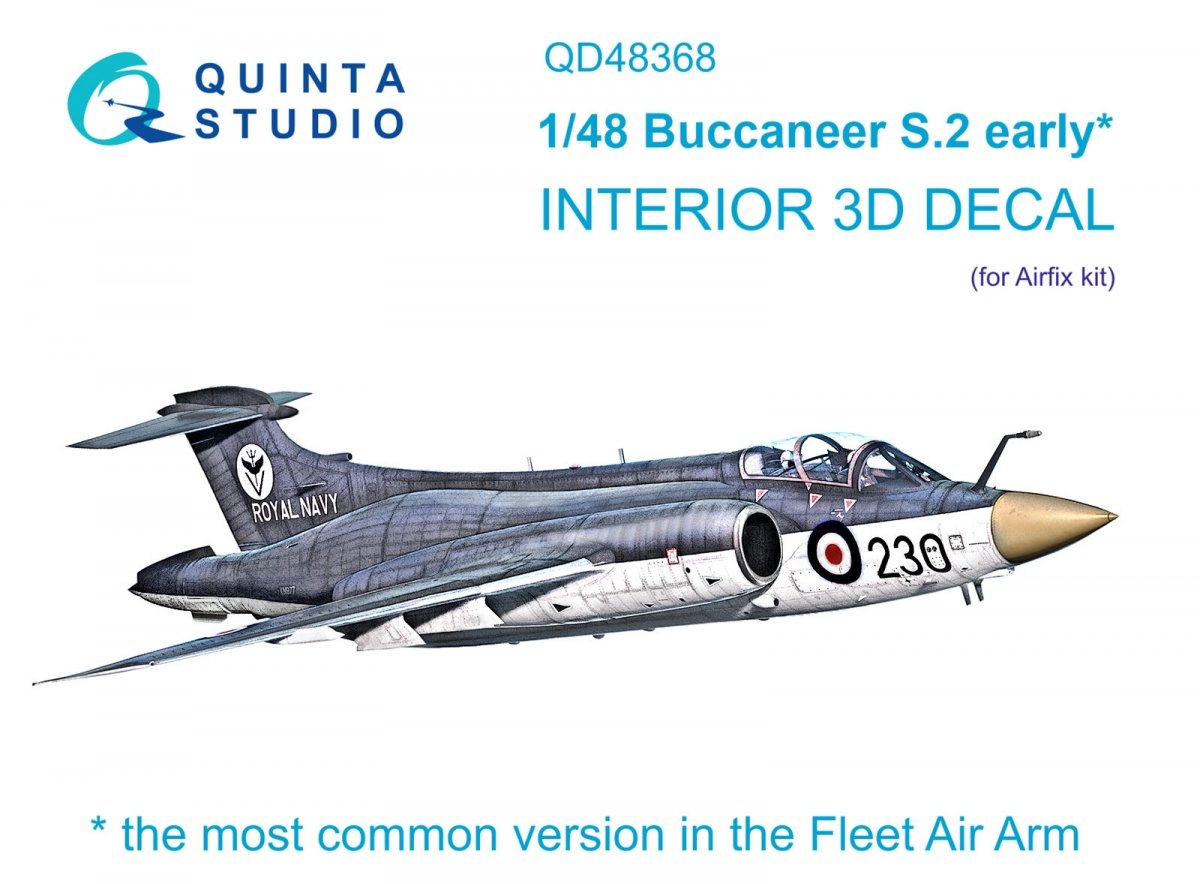 Quinta Studio QD48368 Buccaneer S.2 early 3D-Printed &amp;amp; colored Interior on decal paper (Airfix) 1/48