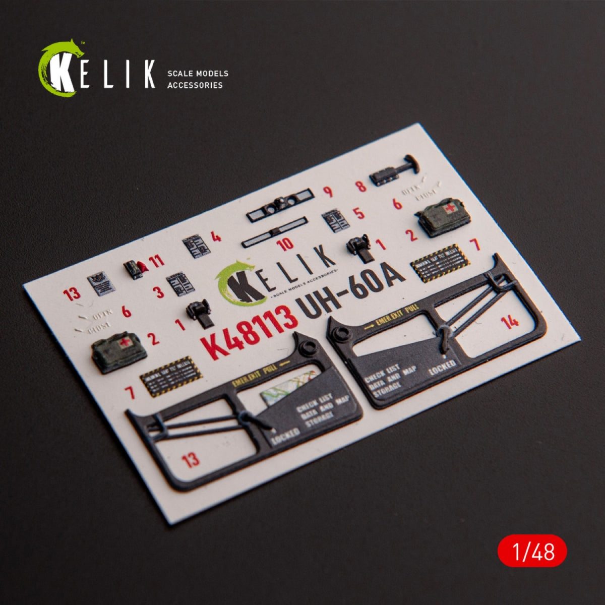 KELIK K48113 UH-60A Black Hawk - Type 1 interior 3D decals for ICM kit 1/48 – image 4