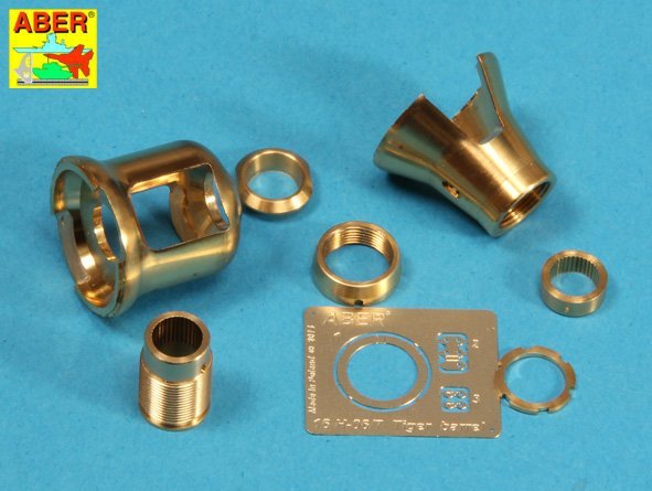 Aber 16L-08 Early muzzle brake for the barrel used on the early version of the Tiger I, King Tiger tank (Porsche turret) / Early muzzle brake used on German 8.8cm barrel Tiger I - early and Tiger II (Porsche turret) 1/16