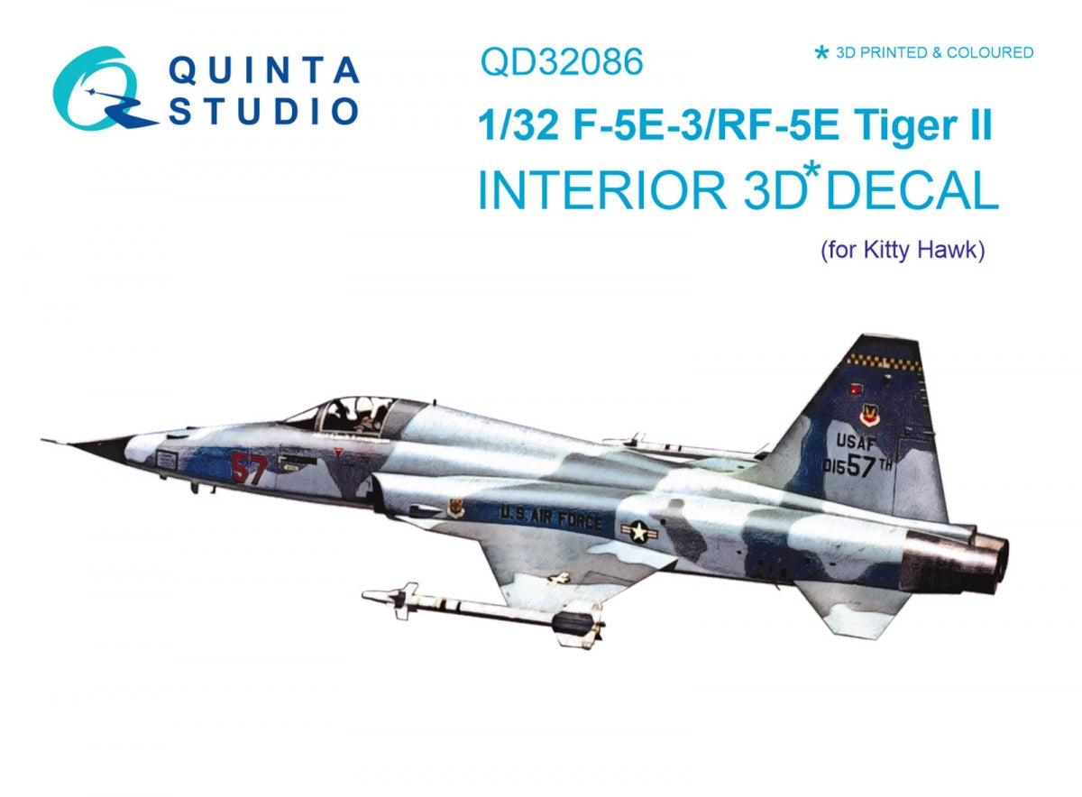 Quinta Studio QD32086 F-5E-3/RF-5E 3D-Printed colored Interior on decal paper (for KittyHawk kit) 1/32
