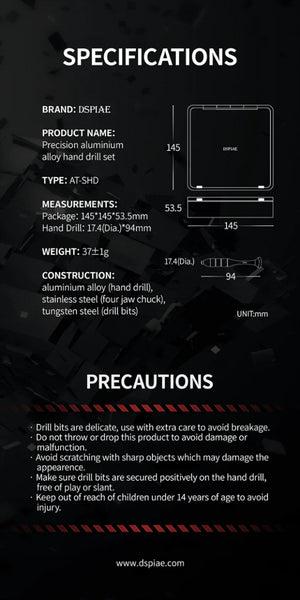 DSPIAE AT-SHD Precision Aluminum Alloy Hand Drill Set – Bild 8