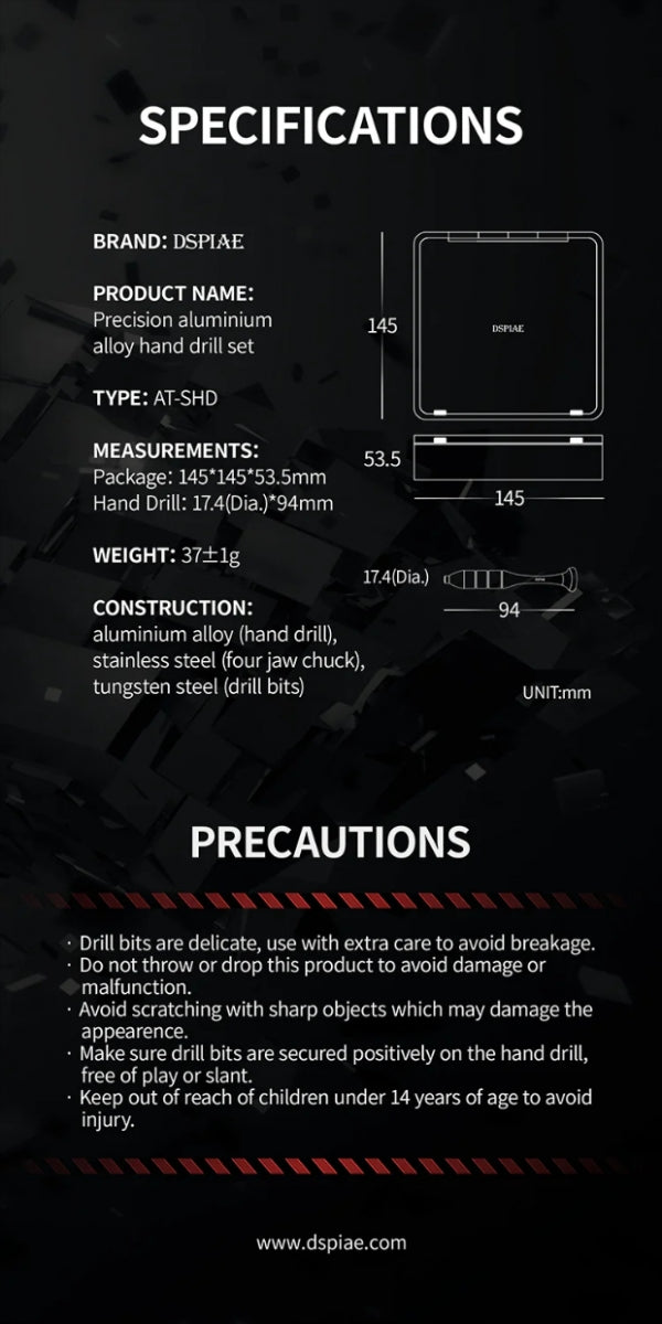 DSPIAE AT-SHD Precision Aluminum Alloy Hand Drill Set – Bild 8