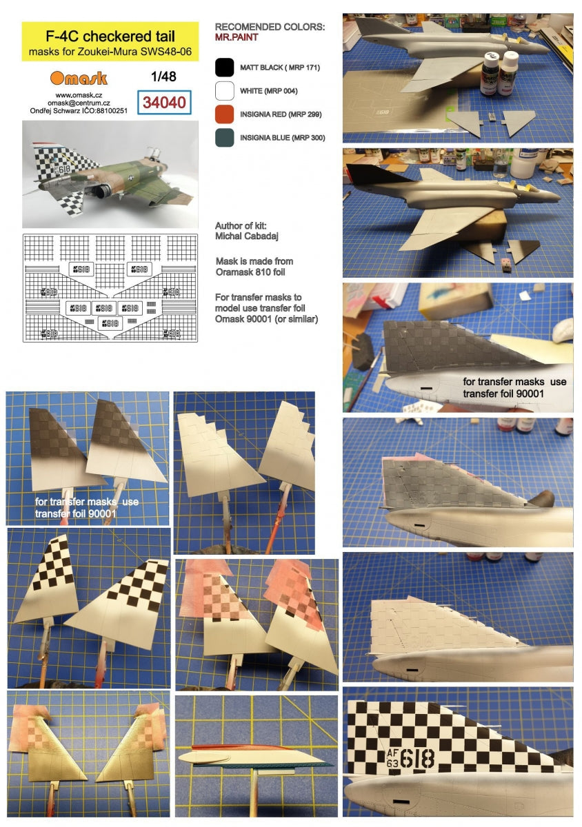 Omask 34040 F-4C checkered tail masks for Zoukei-Mura SWS48-06 1/48 – obrázek 2