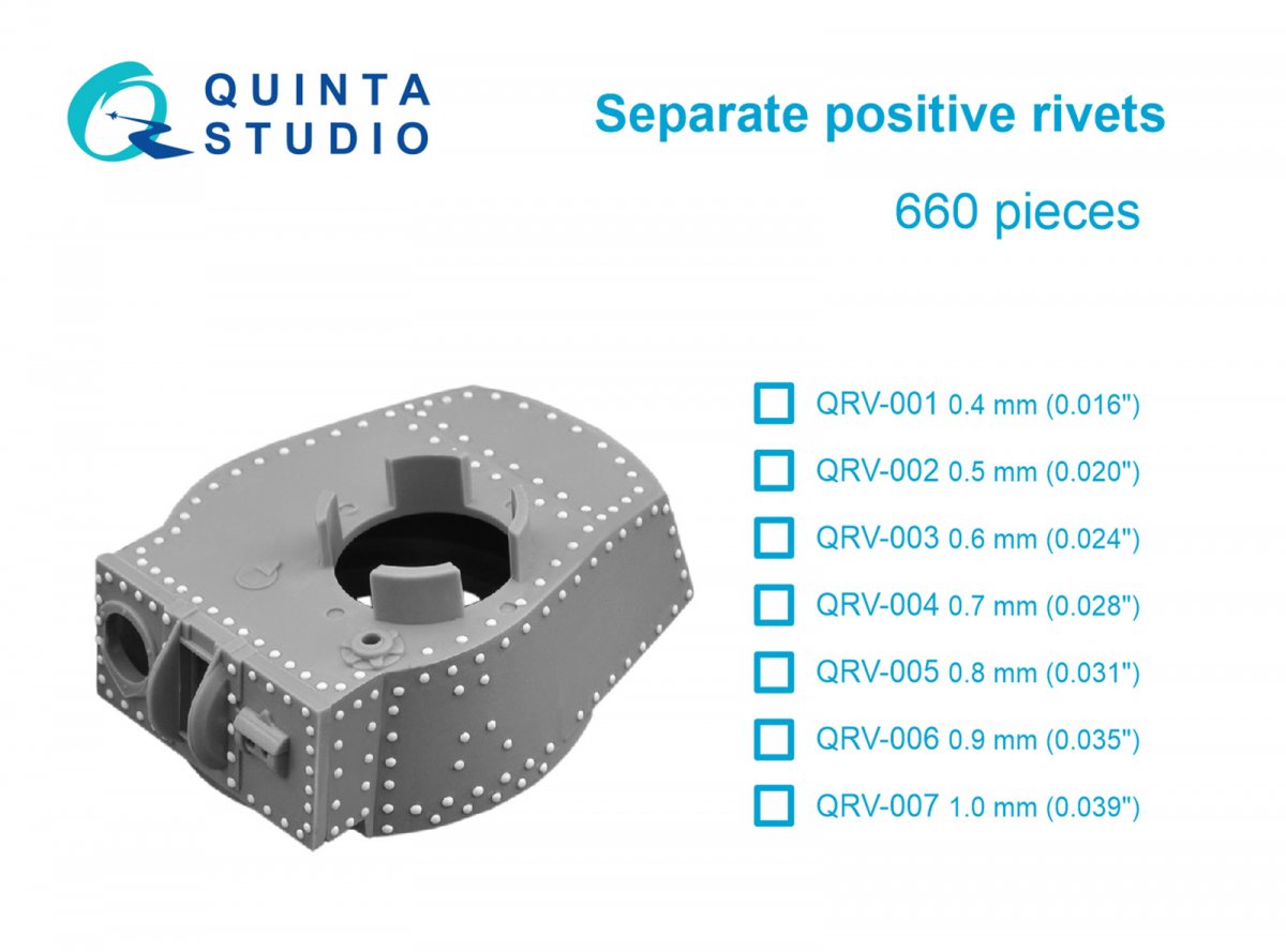 Quinta Studio QRV-002 Separate positive rivets, 0.5mm (0.020&amp;quot;), 660 pcs