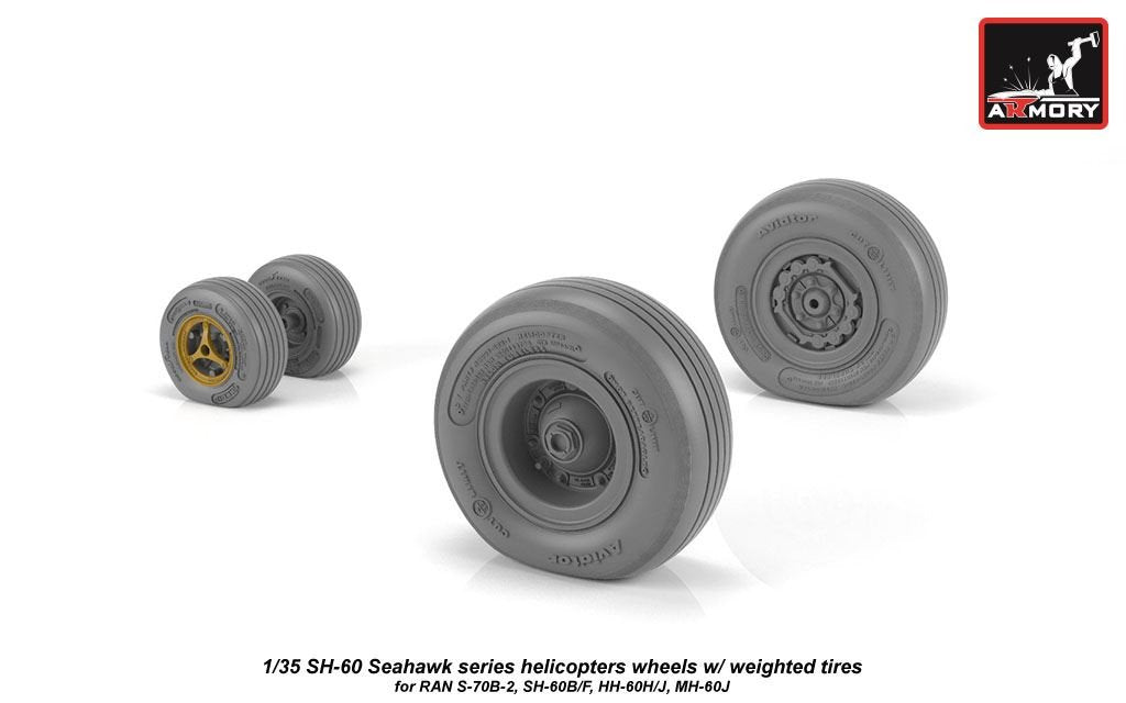 Armory Models AW35302 SH-60 Seahawk wheels w/ weighted tires 1/35