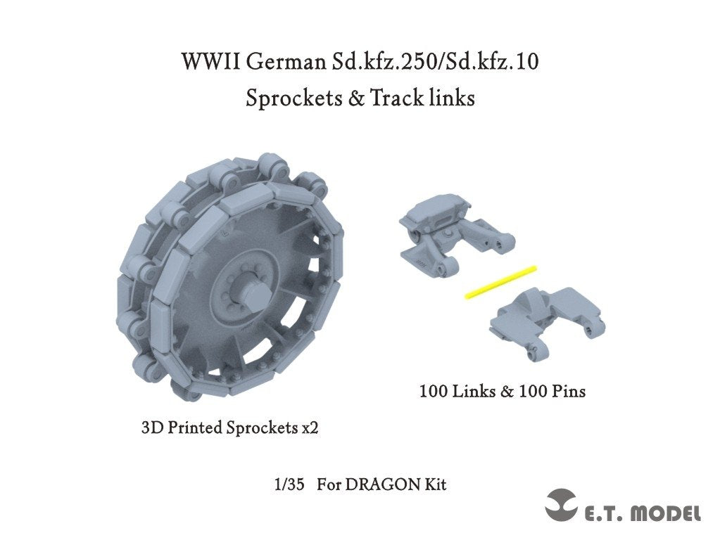 ET Model P35-066 WWII German Sd.kfz.250/Sd.kfz.10 Sprockets &amp; Track links ( 3D Printed ) 1/35