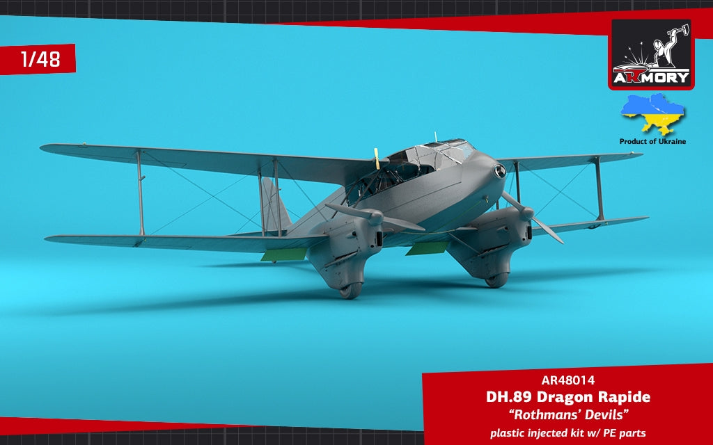 Armory Models 48014 DH.89 Dragon Rapide, Short-Haul Airliner / Multipurpose Aircraft, “Rothmans' Devils” liveries 1/48