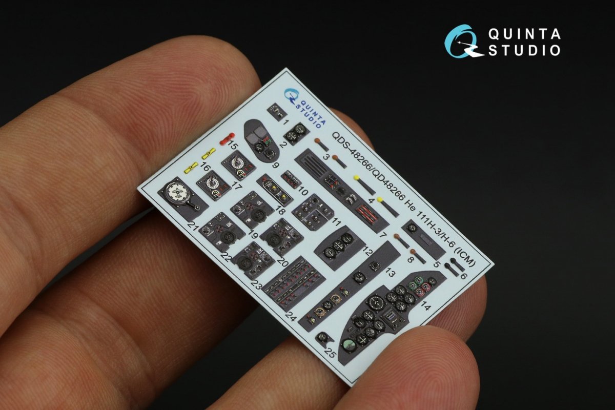 Quinta Studio QDS-48266 He 111H-3/H-6 3D-Printed &amp;amp; colored Interior on decal paper ( ICM ) (Small version) 1/48 – obrázek 11