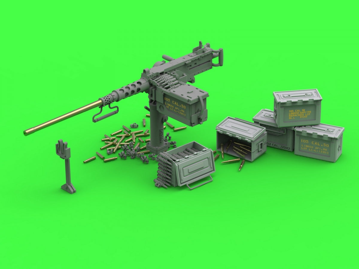 Master GM-35-063 Browning M2HB .50 cal (12,7mm) - karabin maszynowy z mocowaniem czołgowym - okres II w.św. (wczesna kołyska M23 z wczesnym zasobnikiem na amunicję) 1/35 – zdjęcie 4