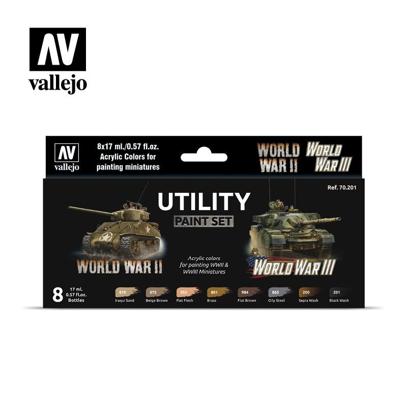 Vallejo 70201 Utility Paint Set WWII &amp;amp; WWIII 8x17ml