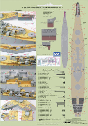 Pontos 35010F1 USS BB-64 Wisconsin 1991 Detail Up Set 1/350 – immagine 2